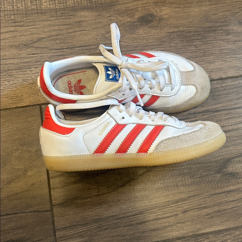 Adidas Kids Samba White and Red Shoes